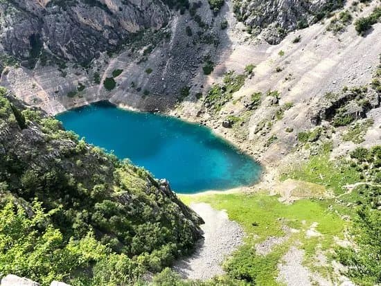 Above the Blue Lake bike tracks Central Dalmatia Croatia