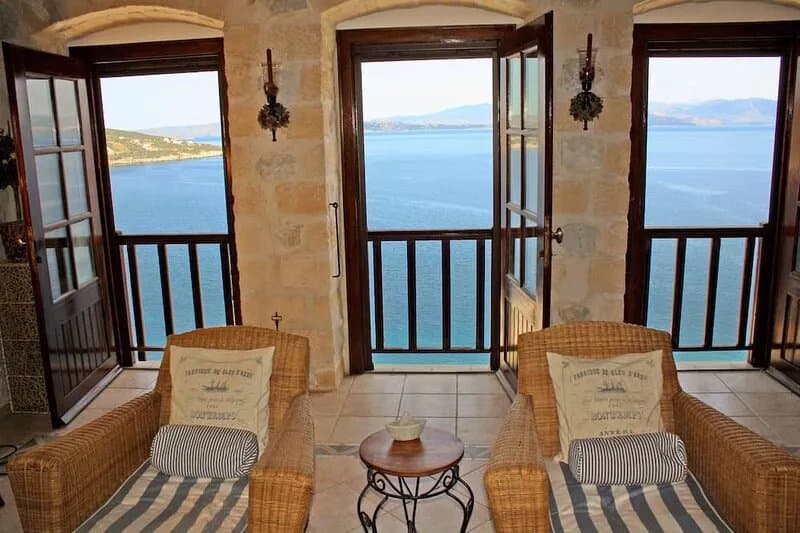 Luxury Stone Villa, panoramic sea view, in sandy beach, near Athens