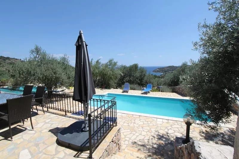 Charming Peloponnesian villa nestled among olive trees. Sea view.