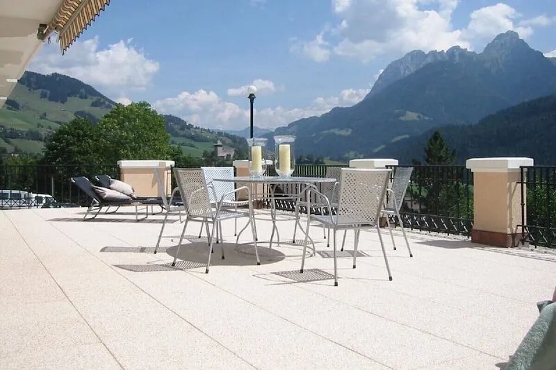 Luxury alpine apartment with indoor pool sauna and gym in Gstaad valley