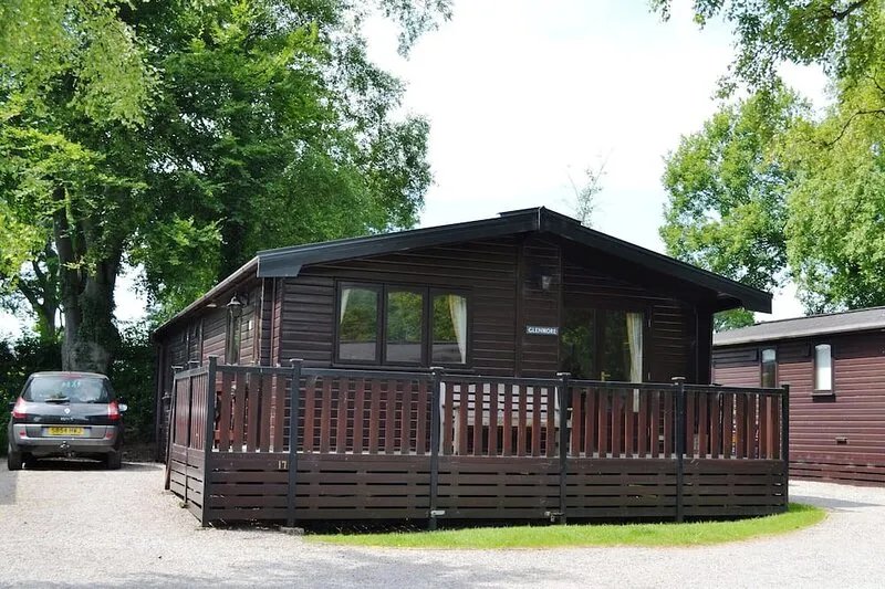 Pine log cabin situated in an ideal location for the outdoor enthusiast.