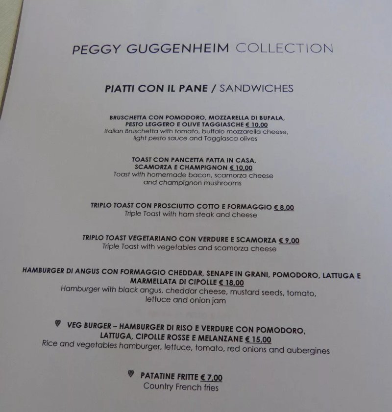 Museum Cafe. Penny Guggenheim Collection