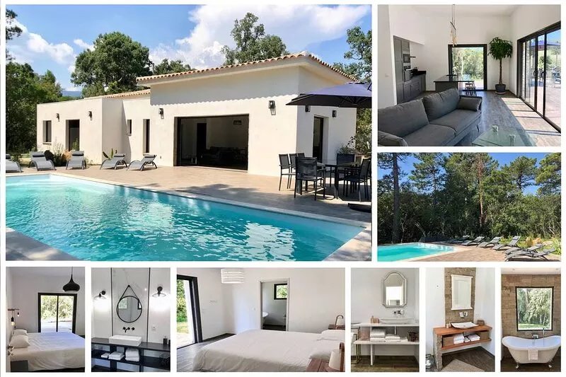 Villa private heated pool -beach:10min-town center:5min Included:cleaning+linen
