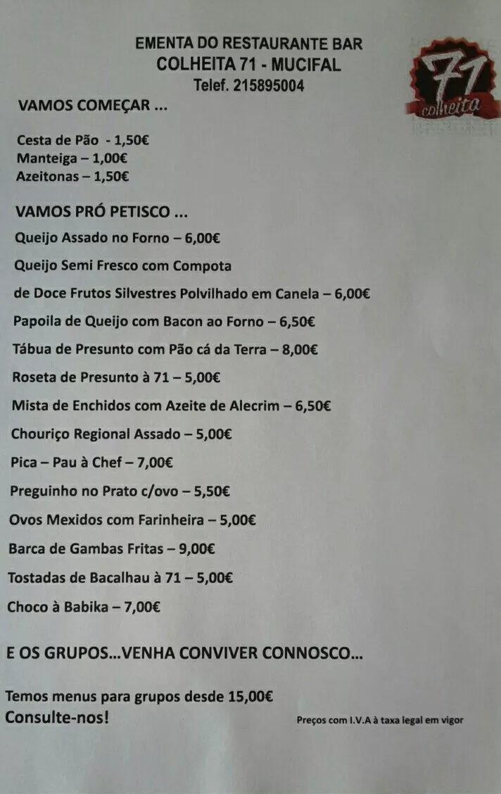 Restaurante Bar Colheita 71 Mucifal