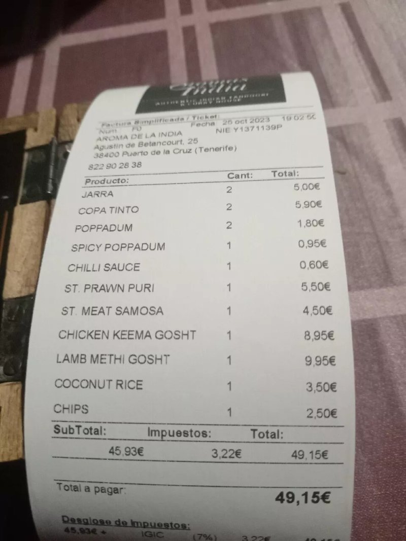 Restaurante Aromas de la India