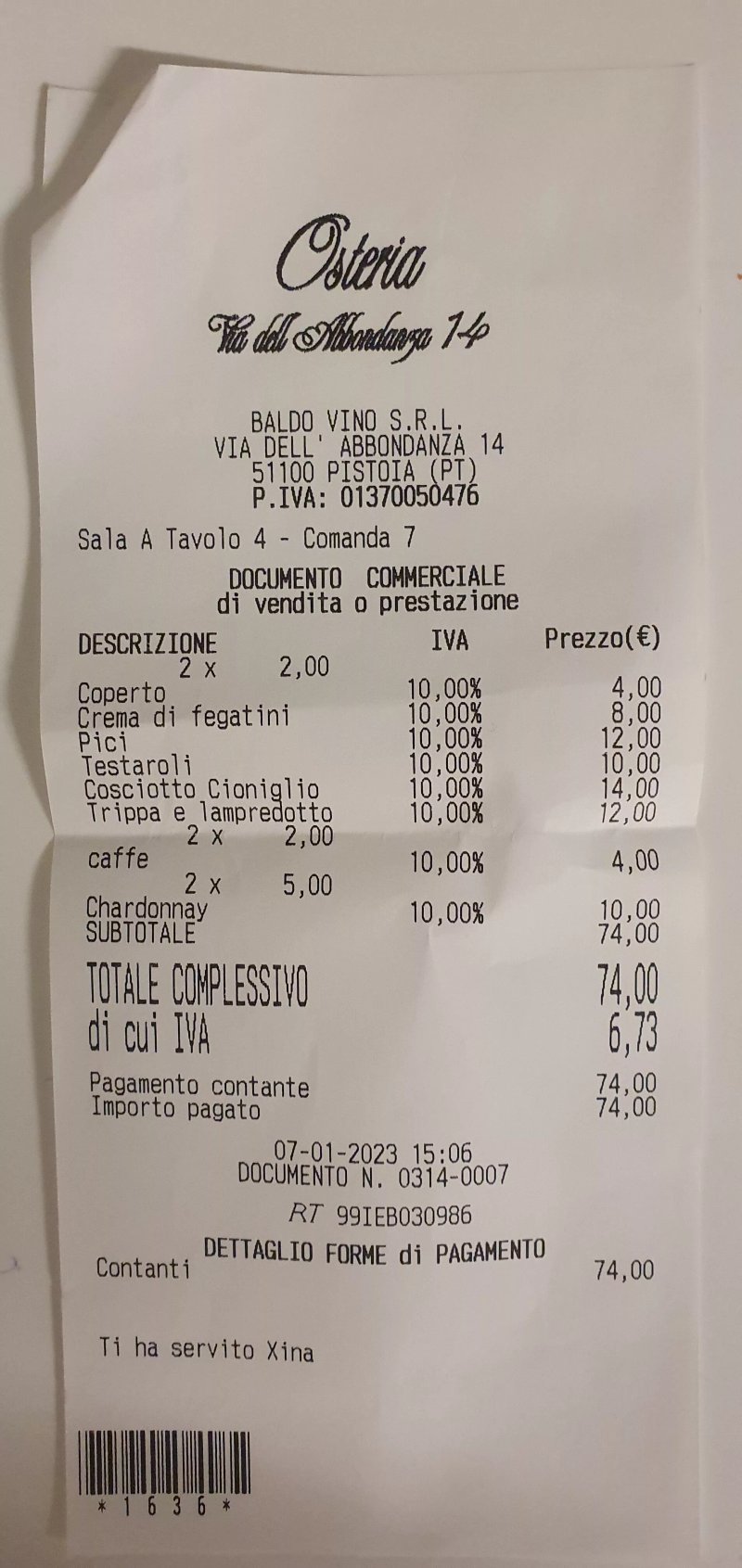 Osteria Via Dell'abbondanza 14
