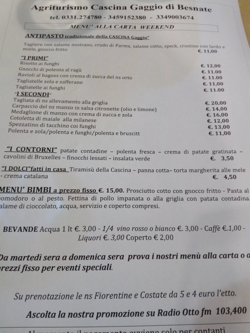 Ristorante dell’Agriturismo Cascina Gaggio