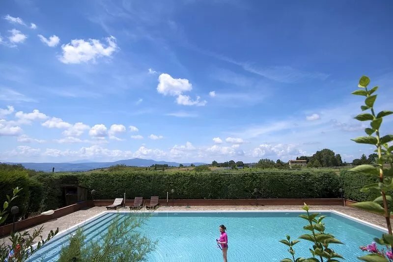 Apartment with private garden on the ground of organic farm, infinity pool