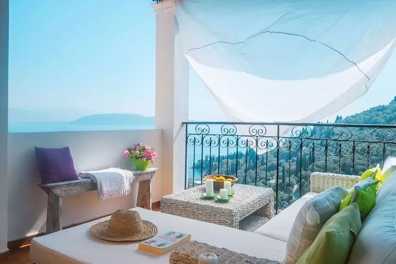 Villa Agni: Stunning views of Agni Bay, village location