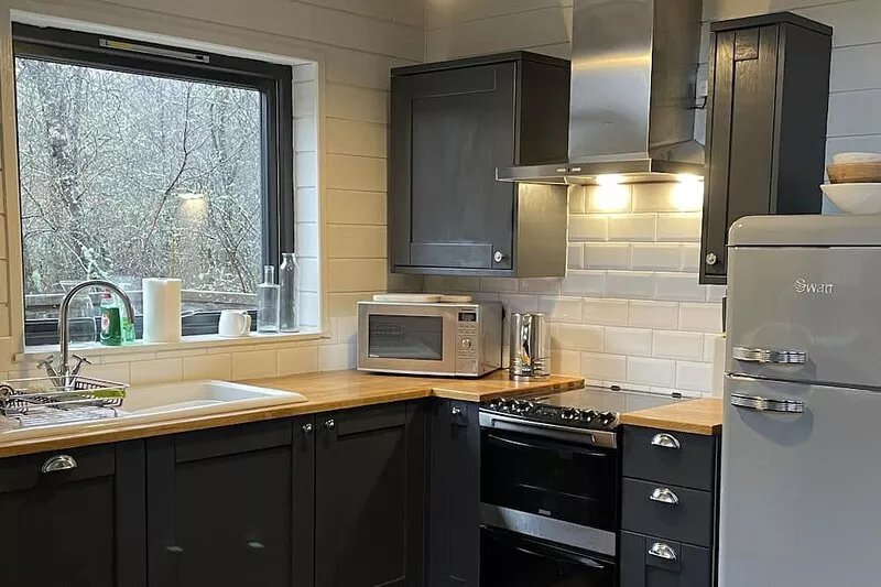 Flora is a Well equipped, Scandinavian style log cabin with wood burning stove