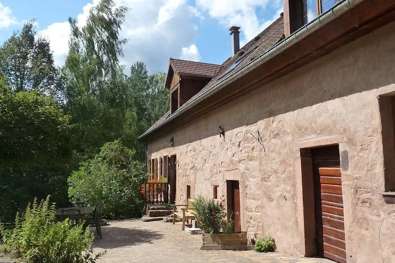 Old freestone farm built in 1880 in the middle of Alsace and nature
