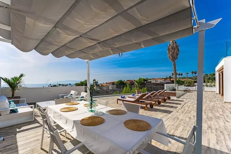 Fabulous contemporary 5 bedroom villa with private heated pool, sleeps max 13
