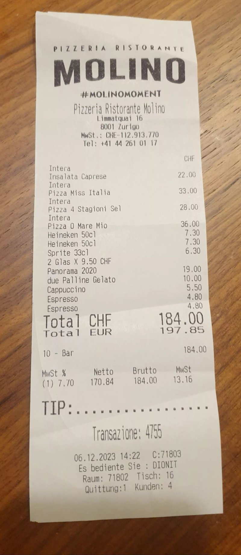 Pizzeria Ristorante Molino, Select