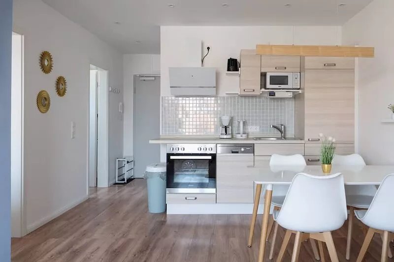 Modern apartment near the beach with beach chair