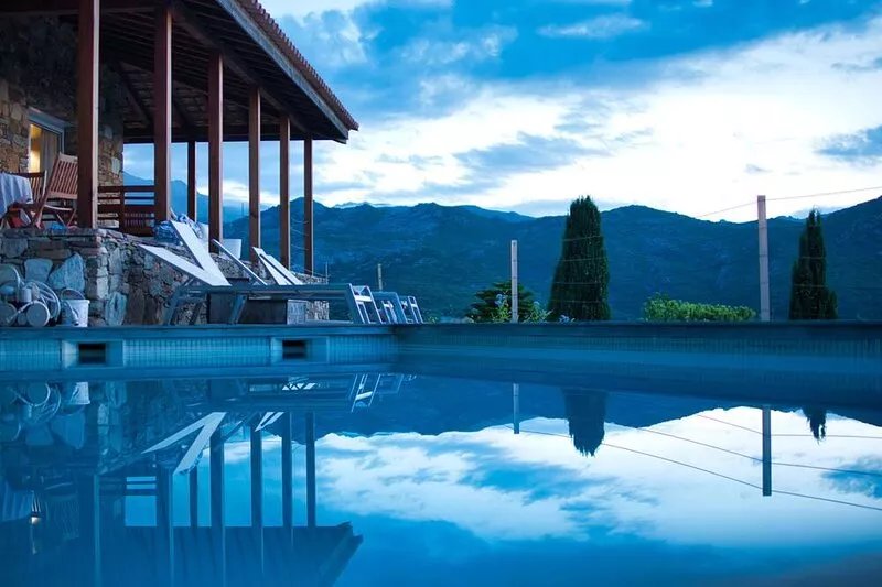 sea view villa with heated pool overlooking the beach of Saint Florent