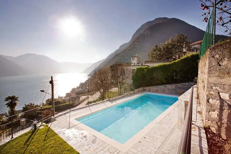 Argegno Pool Apartment lake view home with pool by Italian Apartments.