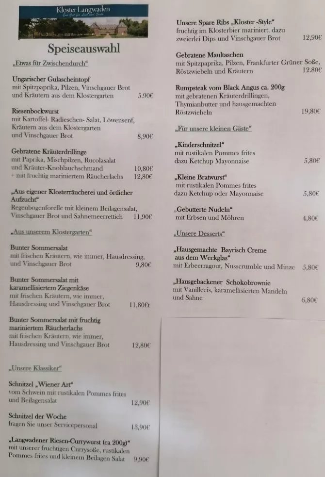 Kloster Langwaden Restaurant