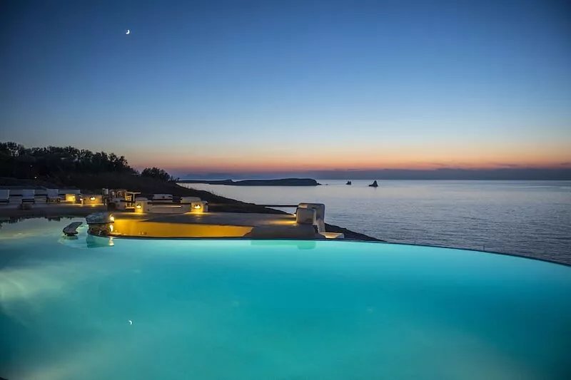 Traditional Cycladic style, waterfront Villa with unique pool and sunset view
