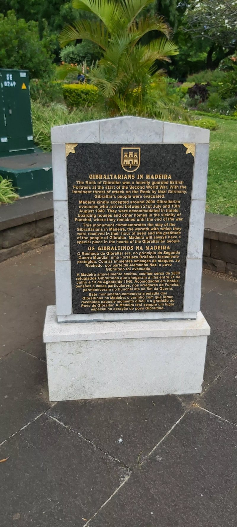 Monument to Commemorate Gibaraltarians in Madeira