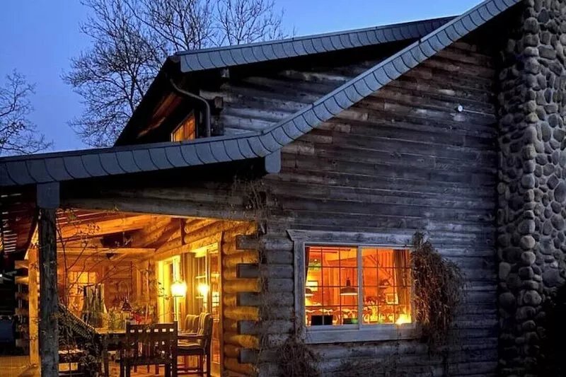 Log cabin with fireplace in the Volcanic Eifel
