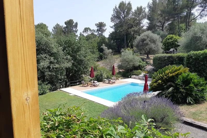 Stunning wooden house with swimming pool and jacuzzi.