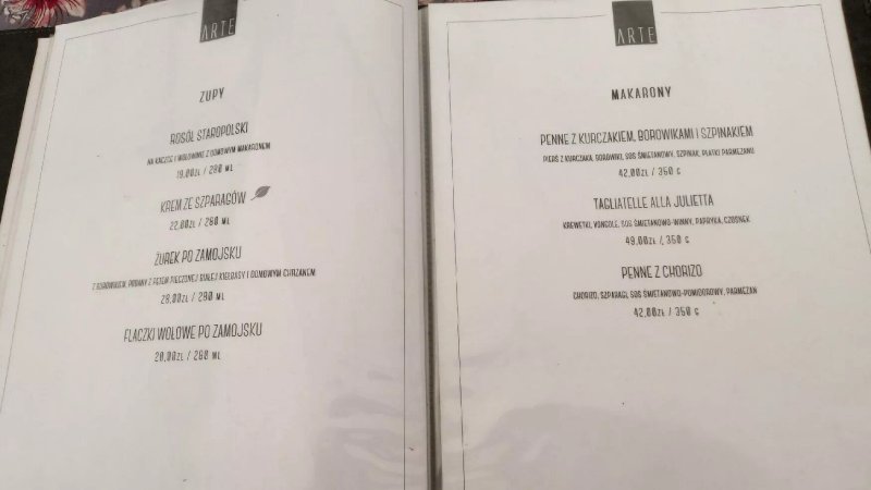 Restauracji Arte del Gusto