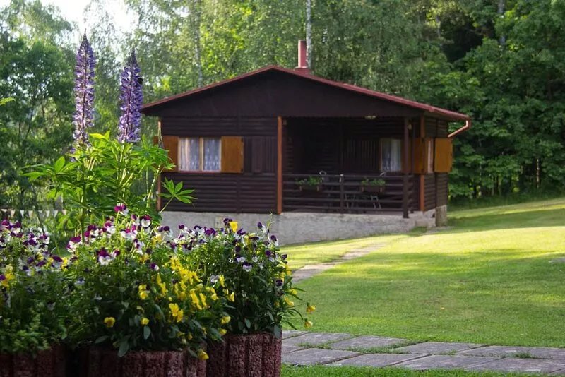 Log Cabins In The Beautiful Highlands Of Zeliv, By A Lake and forest. Oak cabin