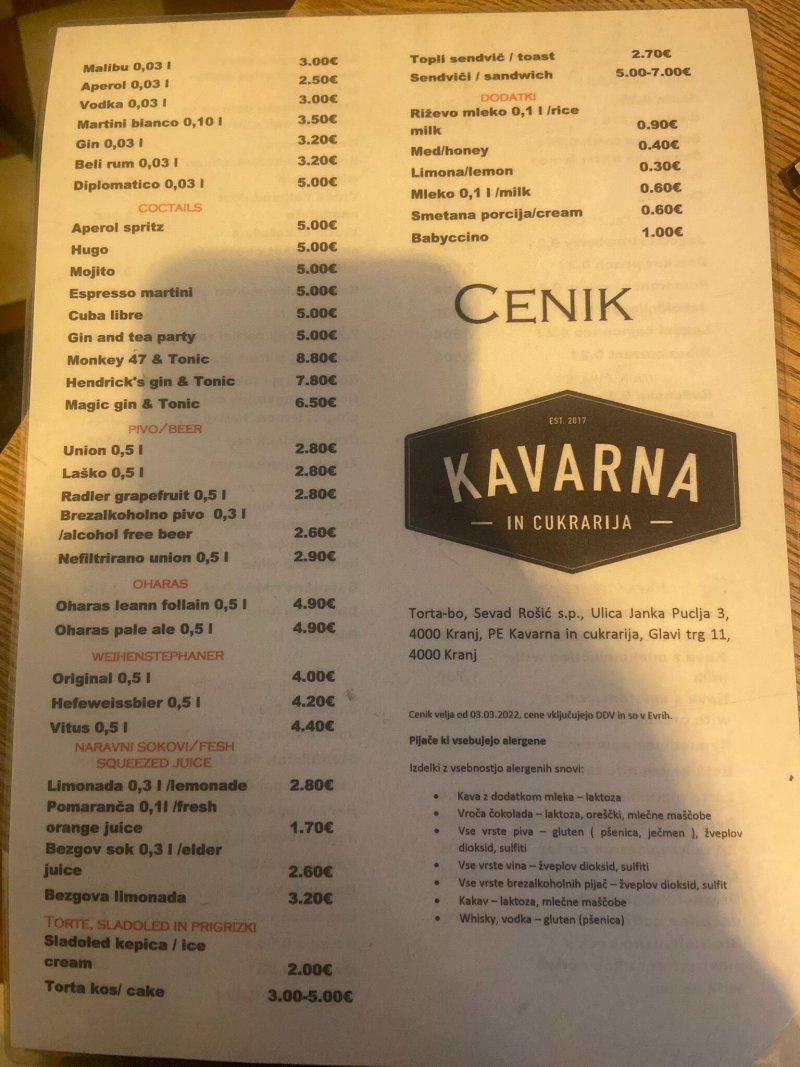 Kavarna in cukrarija