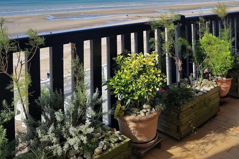 Normandy, on the beach, The Terrace Between Sky and Sea,  panoramic view.