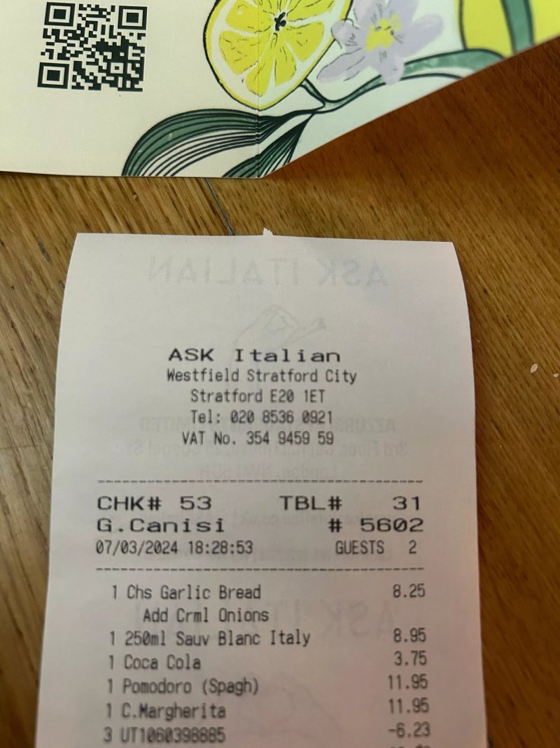 Ask Italian Westfield Stratford