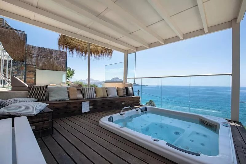 Walking distance to the beach with heated pool, hot tub, hammam and playground