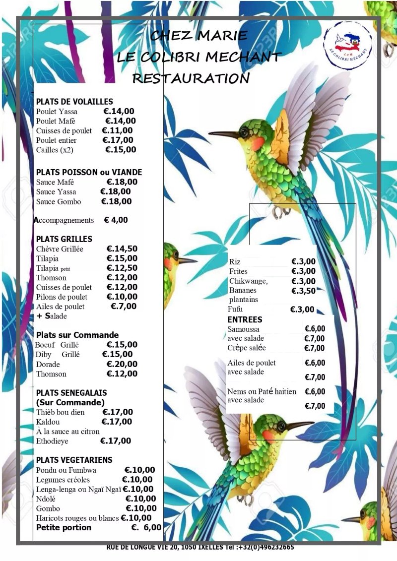 Afro Caraibes Le Colibri Mechant