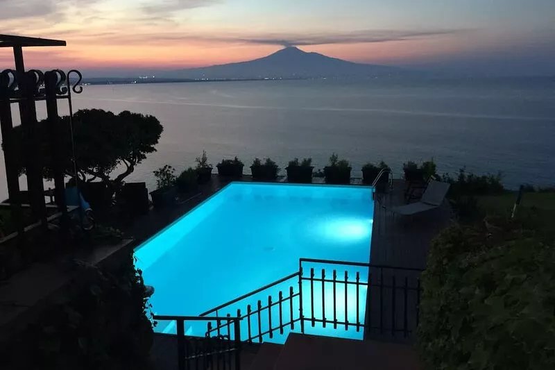 Breathtakin view of the sea and Etna volcano and private beach& swimming pool