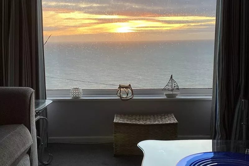 Stunning Sea Views from apartment - panoramic windows in the lounge and kitchen