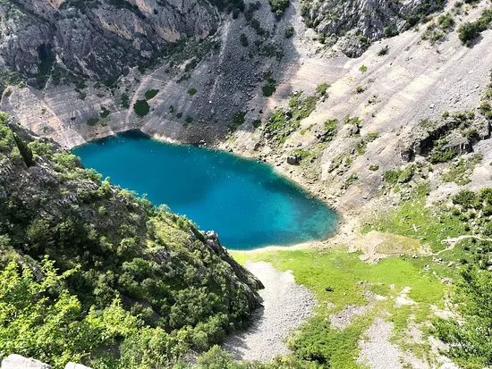 Above the Blue Lake bike tracks Central Dalmatia Croatia