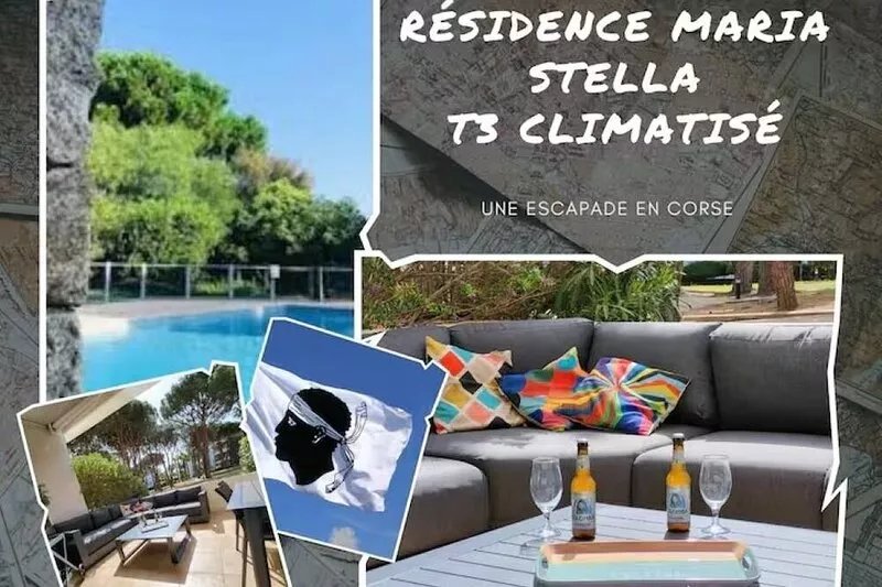 T3 Calvi swimming pool, air-conditioned, 200 m from the beach