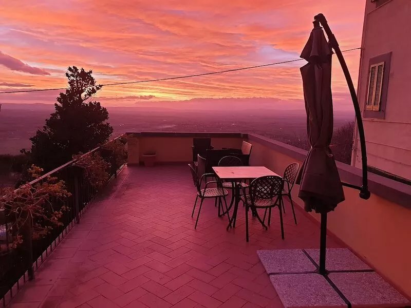 Sun-Soaked Private View Terrace in the Historical Centre of Cortona.