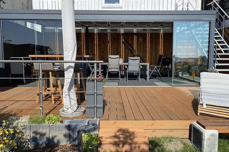 Enjoy the fantastic view with a fireplace and terrace