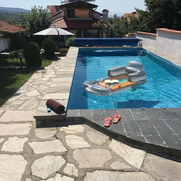 Cozy villa in the mountains with outside pool, stone BBQ and stunning views.