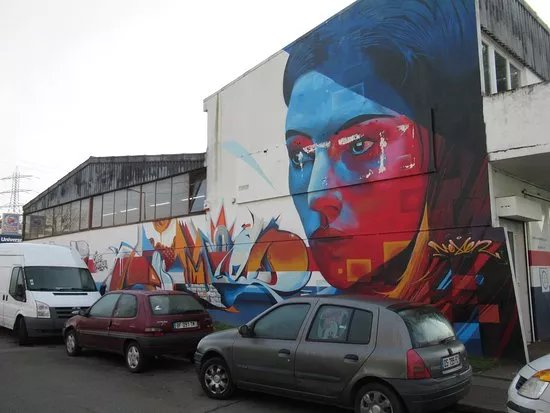 Fresque Portrait rouge et bleu