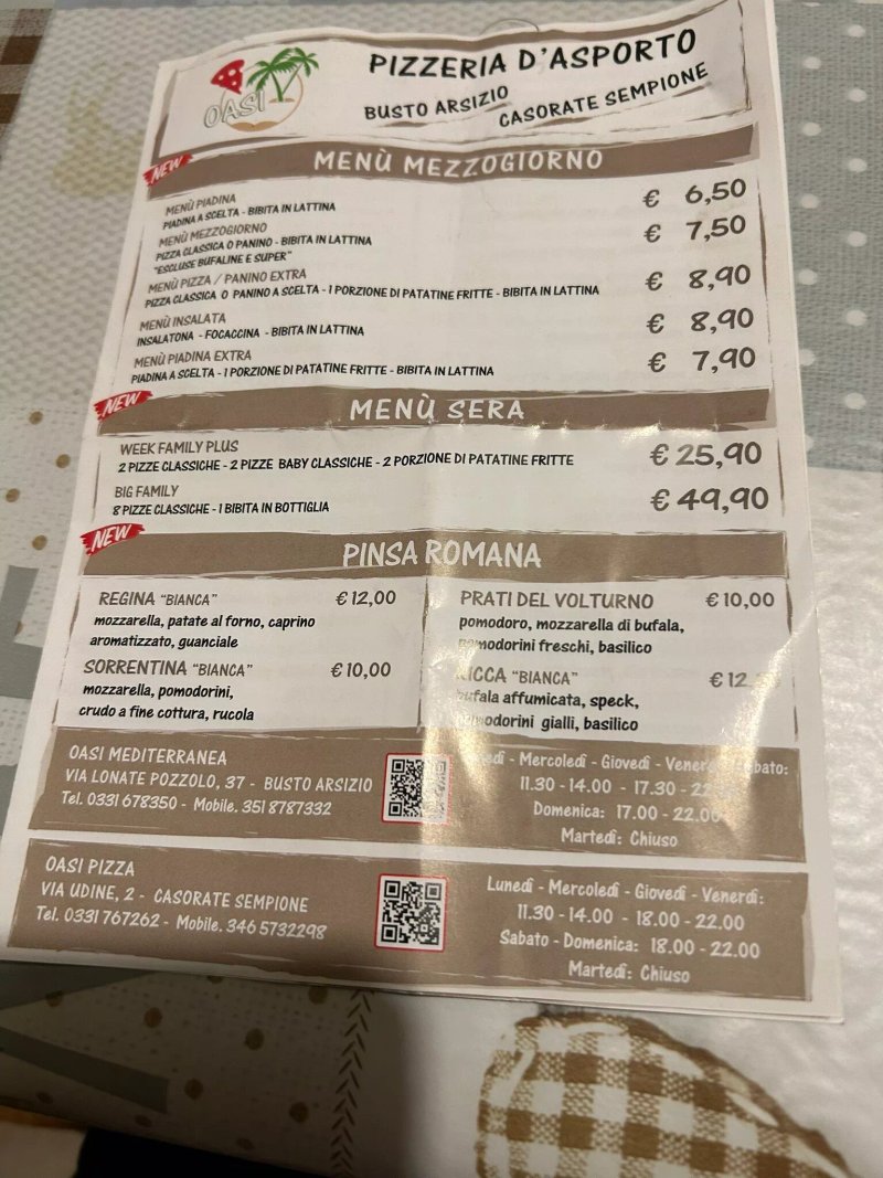 Pizzeria Oasi Mediterranea Consegna A Domicilio