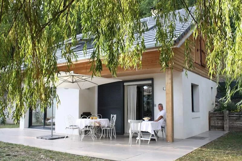 House with terrace and land.