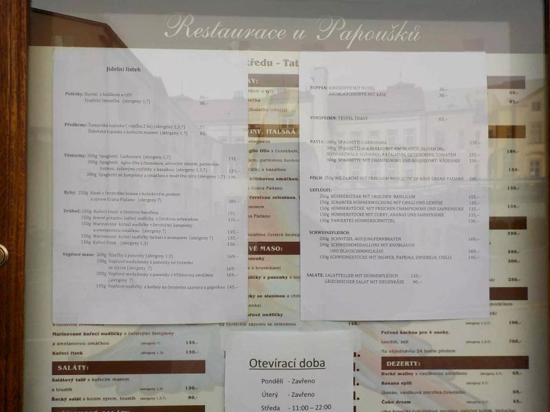 Penzion U Papousku - Restaurace