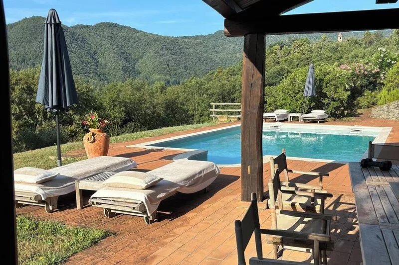 Secluded mountain villa near Cinque Terre with private pool and stunning views.