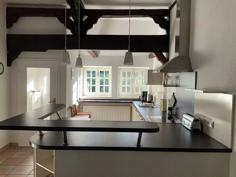 Historic half-timbered houses combined with modern furnishings in an idyllic