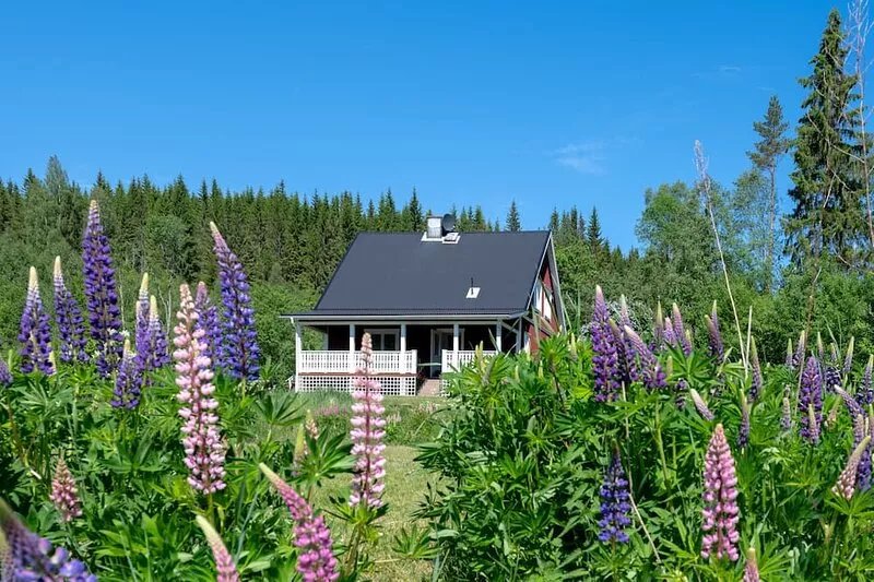 Idyllic sunny lakeside location with only 20 m to the private jetty and boat.