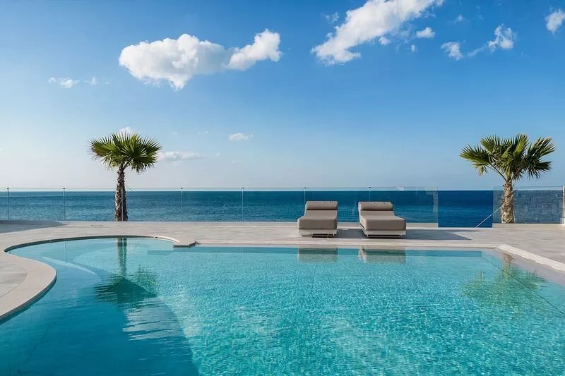 seafront brand new luxury villa swimming pool -ideal for families, free transfer