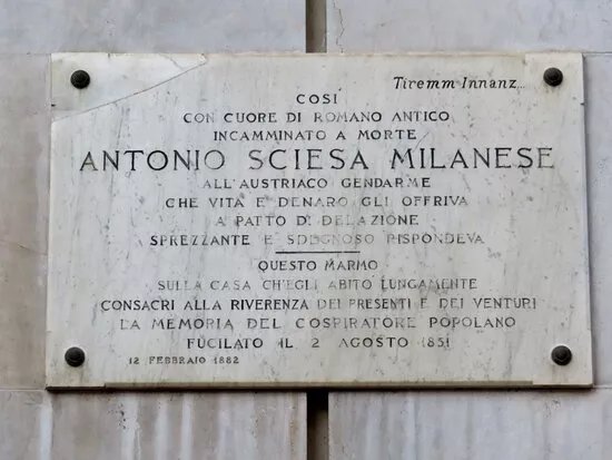 Commemorative Plaque of Amatore Sciesa