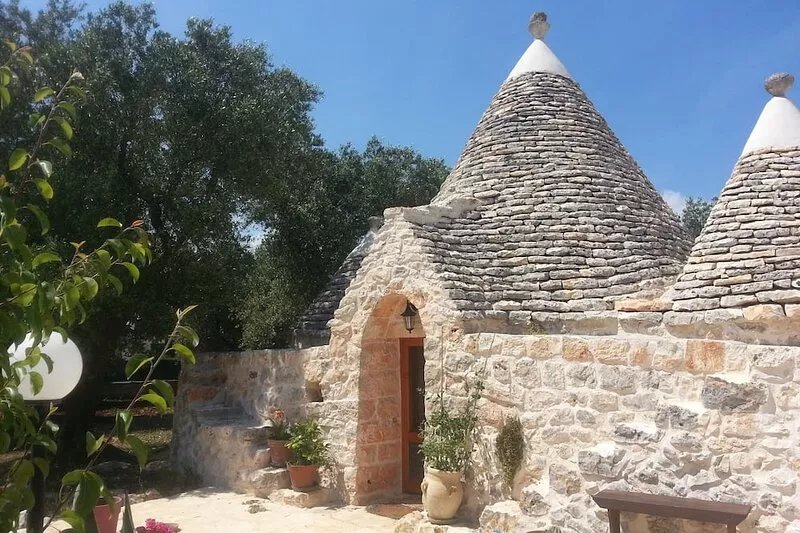 TRULLO in an evergreen olive grove in Salento, Apulia.