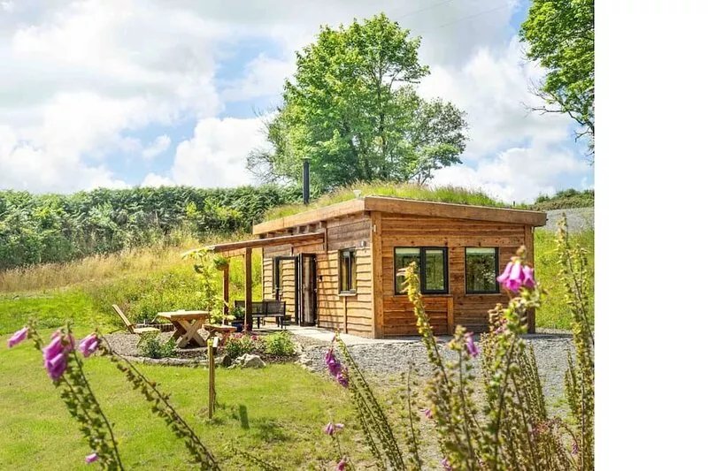 Living Roof Log Cabin Overlooking Private Woodland